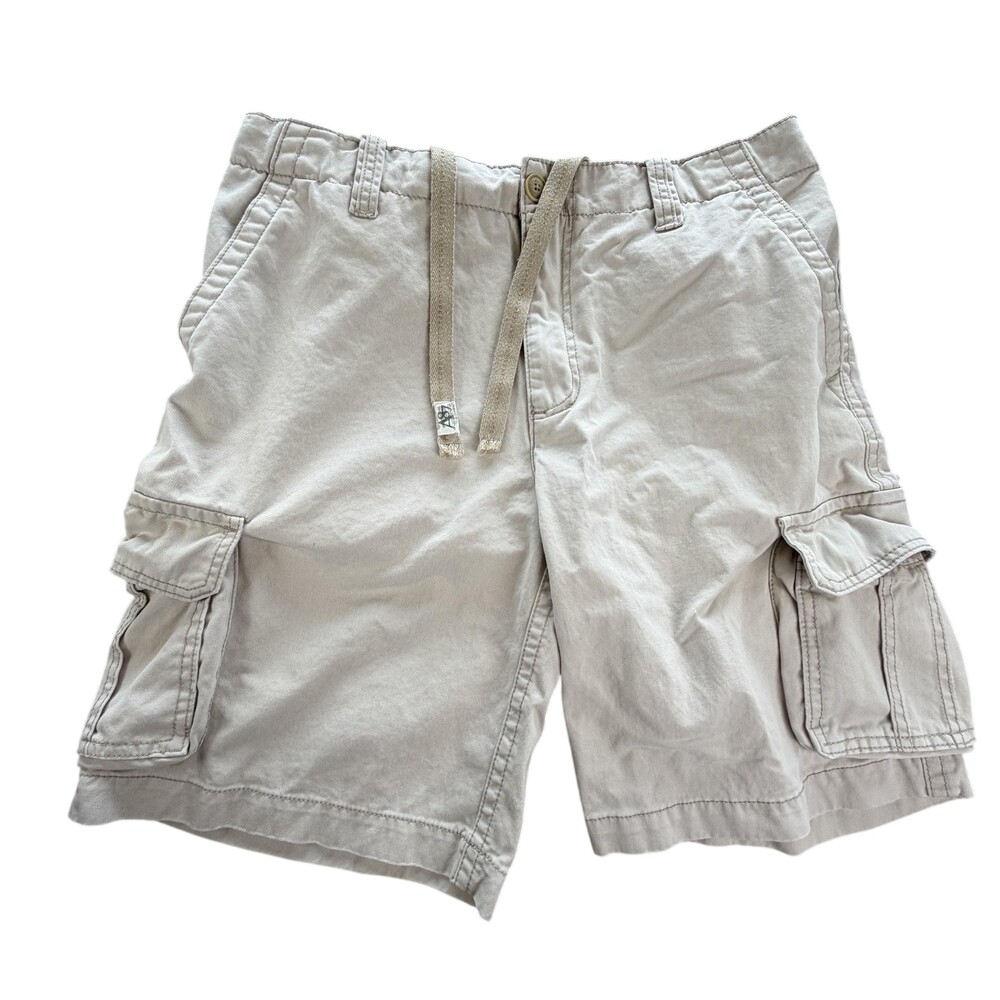 Aeropostale Cargo Shorts Mens 36 Beige Drawstring Pockets 11 Inseam Casual